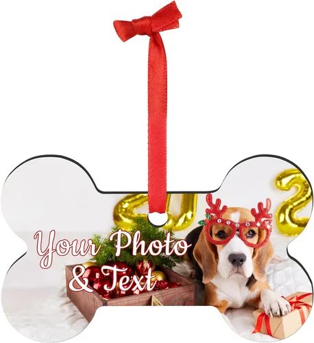Vista 19 de Paquete de 4 adornos de Navidad personalizados 2025 de cerámica personalizada con foto y texto para decoración de árbol de Navidad, primera Navidad