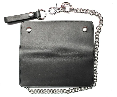 Vista 4 de Cartera delgada de piel prémium con cadena de 18 pulgadas, Scarecrow, Cartera con cinturón
