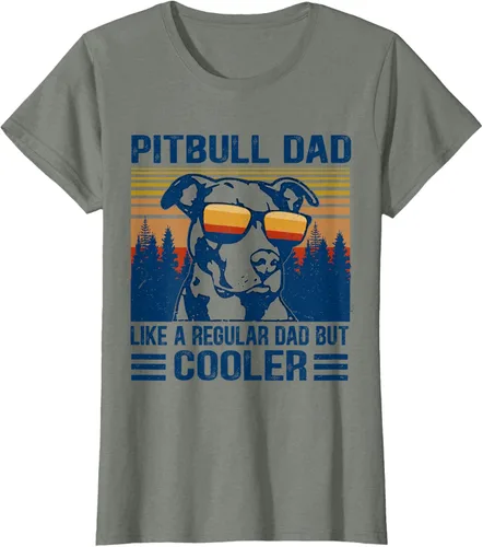 Vista 13 de Camiseta divertida retro de Pitbull Dad Like A Regular Dad But Cooler Gris Oscuro