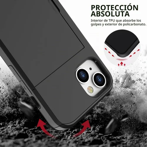 Vista 6 de ZUSLAB Funda con ranura para tarjetero compatible con Apple iPhone 15 de 6.1 pulgadas 2023, funda tipo cartera para teléfono con 1 protector de Negro