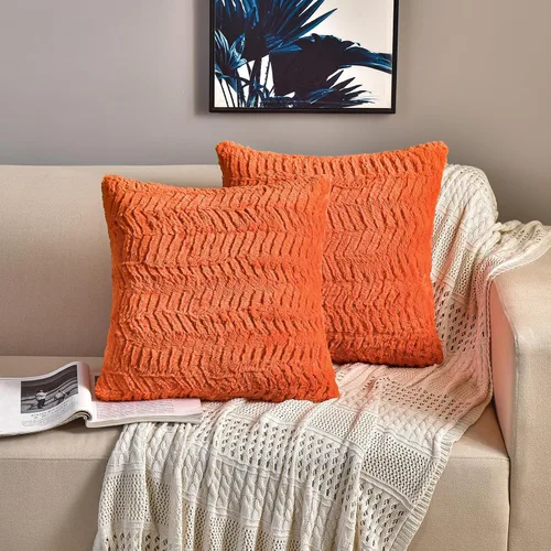 Vista 12 de YUSOKI - Fundas de almohada de pelo sintético de lujo - 18 x 18 pulgadas, juego de 2 - Fundas de almohada decorativas de pelo suave y esponjoso