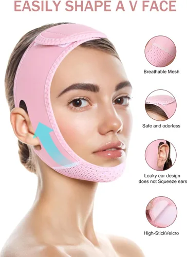 Vista 2 de Yeahka Máscara de elevación de línea V, correa de adelgazamiento facial, reductor de barbilla doble, cinturón de elevación facial en forma de V