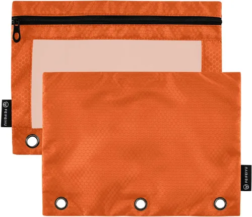 Vista 11 de Estuche negro de 3 anillas para lápices, paquete de 2 unidades, impermeable, de plástico transparente, con cremallera, organizador de documentos