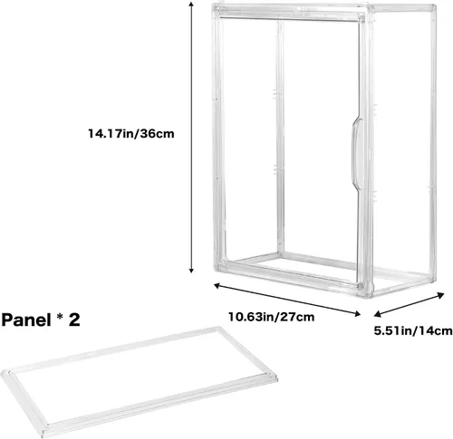 Vista 2 de Vitrina acrílica para figuras, organizador de almacenamiento transparente de 3 niveles montado en la pared, caja de exhibición con puerta magnética