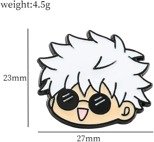 Vista 4 de Ealipoi Jujutsu Kaisen Broche Anime Jujutsu Kaisen Pines Aleación Satoru Cosplay Merch Cat para Hombres 7pcs, Acero aleado, Sin gemas.