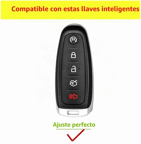 Vista 2 de para Ford Cubierta de llave Compatible con Ford Edge Escape Expedition Explorer Focus Taurus Lincoln MKS MKT MKX Navigator, Negro