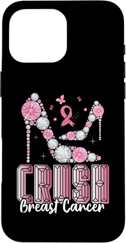 Vista 19 de iPhone 16 Crush Breast Cancer High Heels Bling Cancer Awareness Case