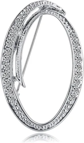 Vista 24 de ETHOON Broche de letras con inicial de diamantes de imitación para mujer, manualidades, plateado A-Z