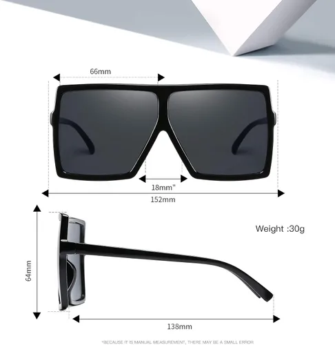 Vista 3 de Gafas de sol de 3 piezas para mujer y hombre, montura grande, gafas retro cuadradas