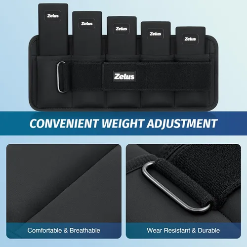 Vista 8 de ZELUS - Pesas de tobillo de hierro blando Z-Fit, 1 par ajustable, 4LB/7LB/10LB para mujeres y hombres, pesas de pierna ultra delgadas con correas