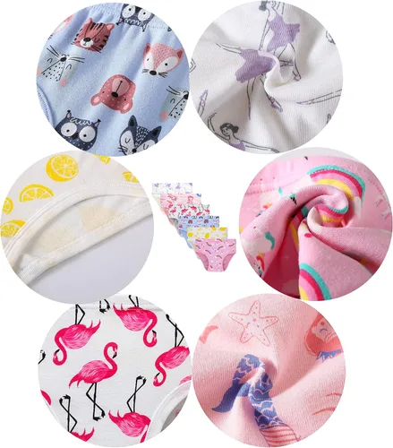 Vista 2 de KikizYe Bragas de algodón suave para niñas pequeñas y grandes, ropa interior surtida