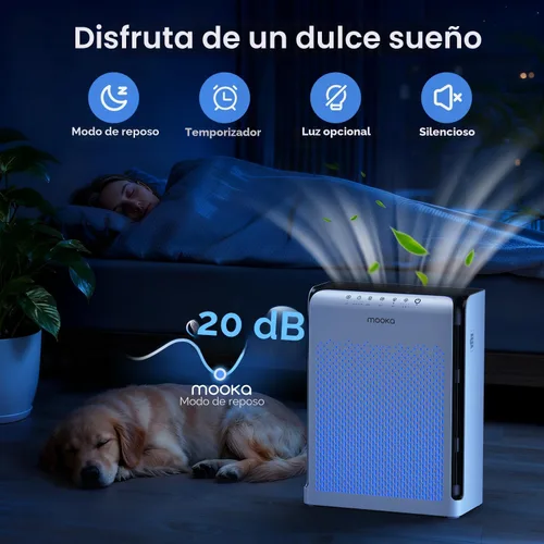Vista 4 de Purificadores de aire para el hogar, habitación grande de hasta 2200 pies cuadrados, purificador de aire MOOKA para el hogar, mascotas, dormitorio