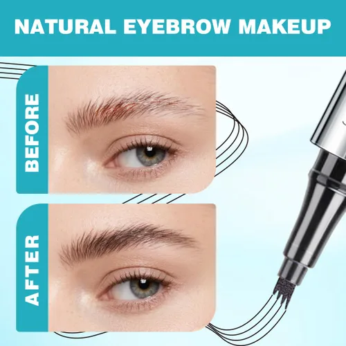 Vista 2 de Lápiz de cejas con microcuchilla de 4 puntas para maquillaje natural de cejas, bolígrafo de microblading impermeable y a prueba de manchas