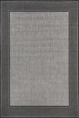 Vista 7 de Alfombra para exteriores con borde gris nuLOOM, Polipropileno, gris