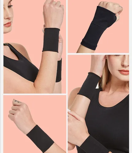 Vista 6 de Zittop Muñequera de compresión para tatuaje de antebrazo, túnel carpiano (1 unidad) (M, negro)
