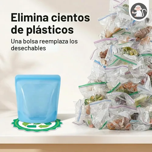 Vista 4 de Albino Monkey XXL - Bolsa de silicona para congelador para hielo y sopa, 1 Azul