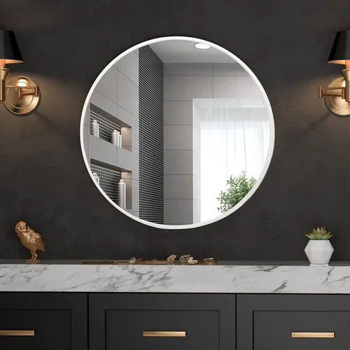 Vista 15 de Growsun Espejo Redondo Negro de 20 Pulgadas Espejo Circular para Baño, Tocador, Dormitorio, Decoración del Hogar