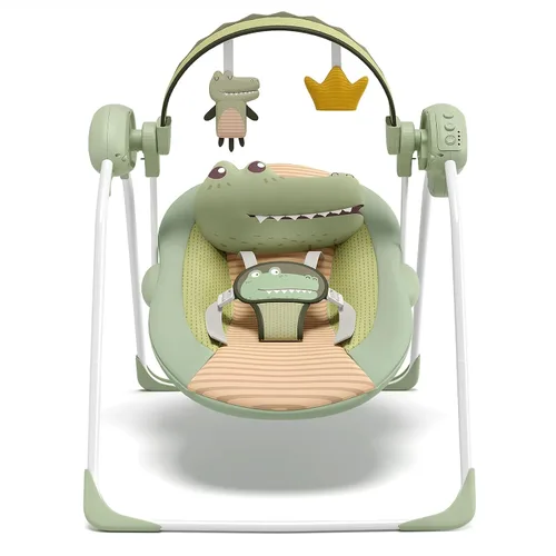 Vista 10 de Columpios de bebé para bebés, columpio para recién nacido, columpio portátil para bebés con música, velocidad adaptable, temporizador, cojín suave