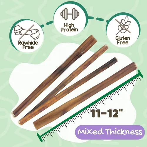 Vista 2 de Nature Gnaws Bully Sticks - Masticables para perros sin cuero crudo de larga duración, 1 libra