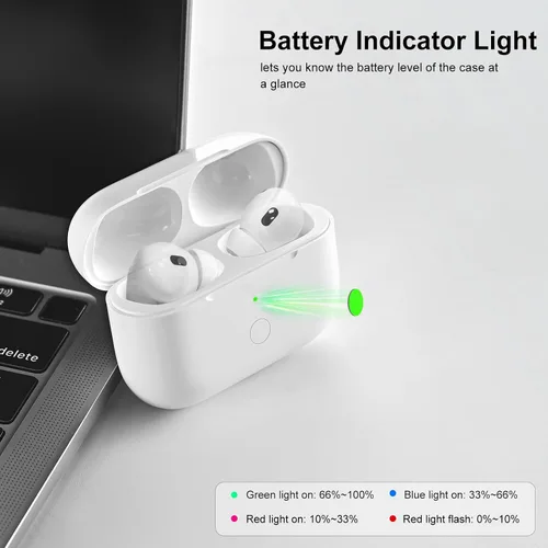 Vista 5 de Funda de carga inalámbrica compatible con AirPod Pro de 1ª y 2ª generación con carga USB-C, repuesto de funda de cargador Air Pod Pro 2 1 con botón