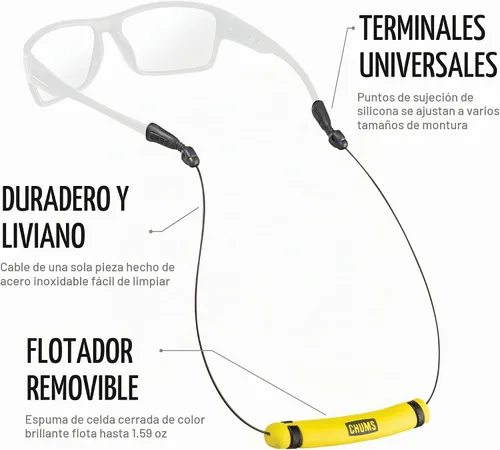 Vista 5 de Chums Orbiter Float - Retenedor para gafas, correa para gafas de cable Ev Verde