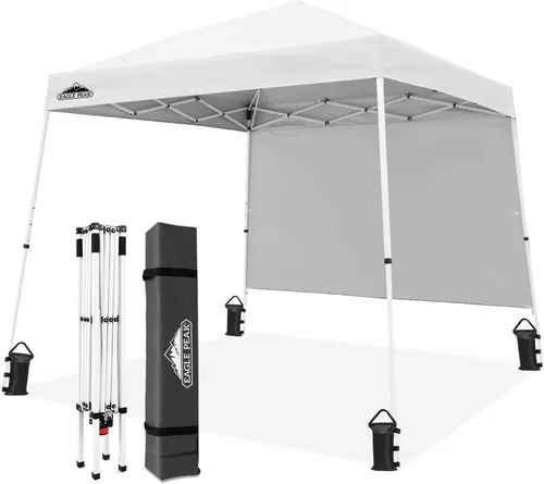 Vista 13 de EAGLE PEAK Toldo Emergente de 8x8 pies con Pared Lateral, Compacto, Portátil con Patas Inclinadas, Refugio Solar Instantáneo para Playa, Deportes