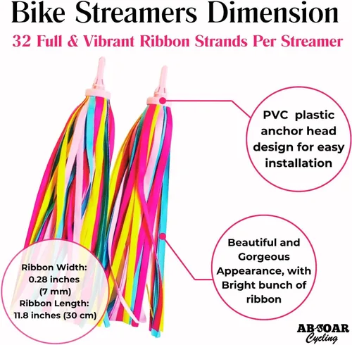 Vista 6 de Colorido bicicleta Streamer niñas niños bicicleta borla cinta manillar scooter serpentinas 2 pares 32 bandas