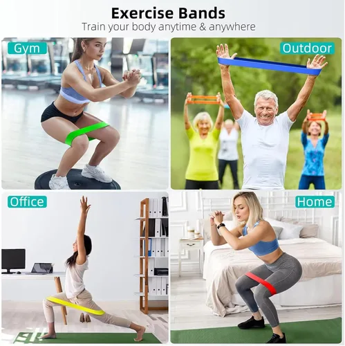 Vista 5 de Bandas de ejercicio de resistencia, bandas de resistencia para fitness en casa, estiramiento, entrenamiento de fuerza, terapia física, bandas