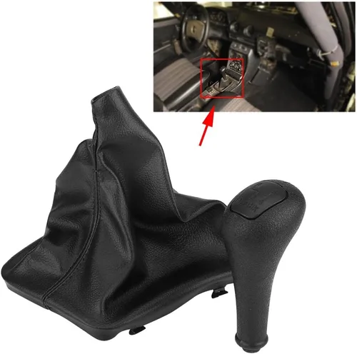 Vista 2 de KIMISS Pomo de palanca de cambios de 4 velocidades + cubierta de bota de polaina W123 W140 W20