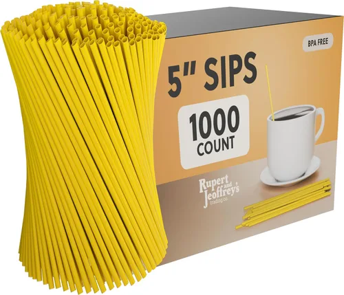 Vista 9 de Pajita Agitadora de Café de Plástico Desechable - Palito Agitador de Sorber de 5 Pulgadas (Negro, 1,000 unidades) Pajitas de café y pajitas