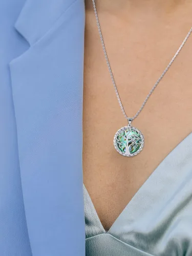 Vista 2 de SmileBelle Tree of Life Necklace as Birthday Gifts for Mom Grandma, Mom Gifts for Stepmom as Bonus Mom Gifts From Daughter, Silver Mother in Law