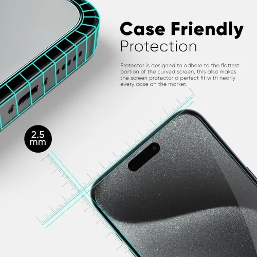 Vista 2 de FLOLAB NanoArmour ONETIME - Funda compatible con iPhone 15 Plus / 14 Pro Max, protector de pantalla de vidrio templado ultra transparente de grado