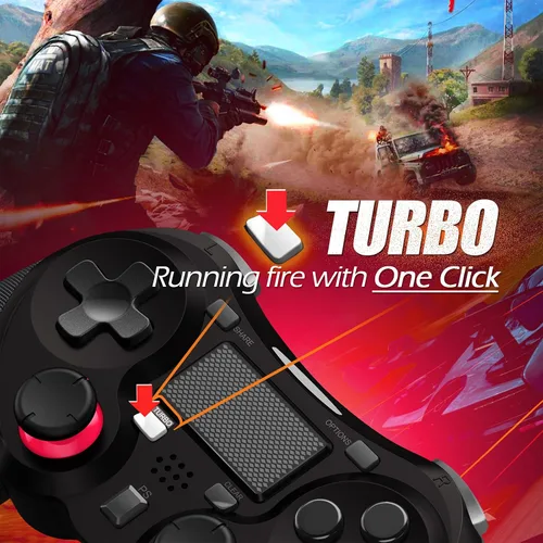 Vista 4 de TERIOS - Control inalámbrico compatible con Play-Station 4, control de juego para PS-4 ProPS-4 Slim, altavoz integrado y conector de auriculares