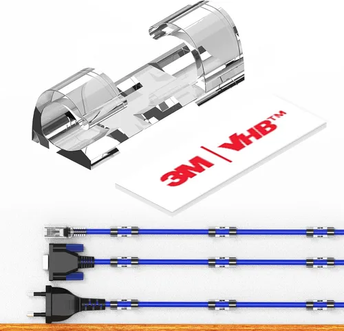 Vista 7 de XIAOXI - Clips para cables, con fuerte adhesivo, organiza de forma ordenada los cables de televisión y PC