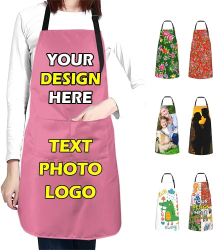 Vista 23 de Delantales impermeables personalizados para diseñar tu propia imagen, logotipo, texto, añadir fotos, delantal para cocinar hornear, 33 x 27.5