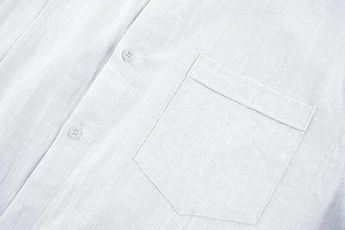 Vista 7 de Ryannology Guayabera - Camisas de lino de manga corta con botones para hombre, estilo casual, playa, campamento cubano, camisa mexicana para hombre
