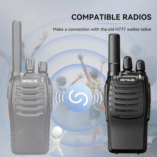 Vista 4 de Retevis Walkie Talkies H-777 con micrófono de hombro, radios de 2 vías de largo alcance, sin licencia, linterna LED, portátil, resistente a