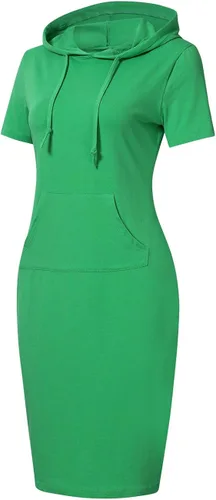 Vista 2 de MISSKY Women Stripe Pocket Knee Length Slim Casual Pullover Hoodie Dress