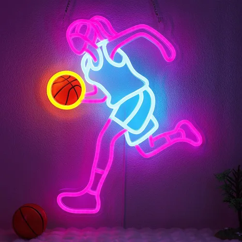 Vista 10 de Letrero de neón de fútbol de OkiyiD para niñas - Decoración de pared deportiva regulable con alimentación USB, regalos únicos para mujeres y niñas