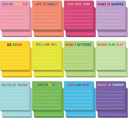 Vista 13 de Yinder 12 notas adhesivas inspiradoras, bonitas notas adhesivas motivacionales, regalos de agradecimiento a los empleados, a granel para profesores