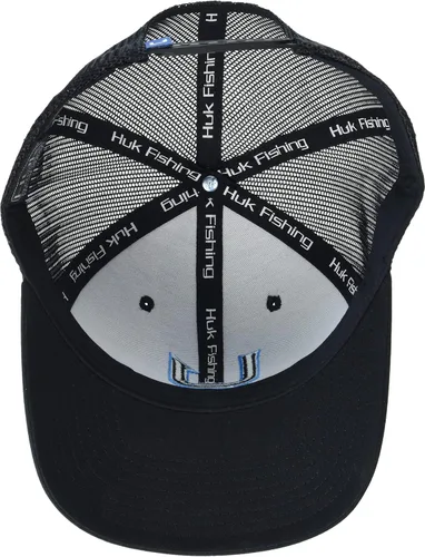Vista 3 de HUK Mens Mesh Trucker Snapback Hat Anti-Glare Fishing Hat