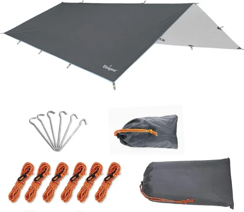 Vista 8 de Unigear Hamaca Rain Fly Impermeable Tienda de campaña Lona para mochileros Lightweight Tent Tarp with UV Protection, 9.8-16.5 ft Size Options