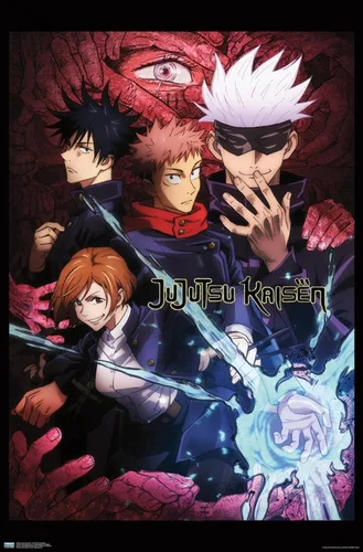 Vista 8 de Jujutsu Kaisen - Póster de pared inglés de una hoja, 34 pulgadas de largo x 22.4 pulgadas de ancho, versión sin marco