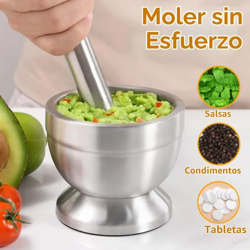 Vista 2 de Juego de mortero y mortero, acero inoxidable con base antideslizante
