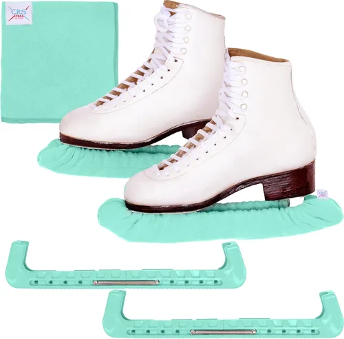 Vista 18 de CRS Cross - Juego de regalo de protectores de patines sobre hielo, guardas de tela y toallas, cubiertas suaves para cuchillas de patinaje artístico