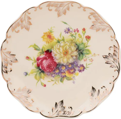 Vista 6 de Foraineam Juego de 2 tazas de té y platillo, 8 oz. Arbustos florecientes de cerámica marfil Taza de té de porcelana floral elegante juego de taza