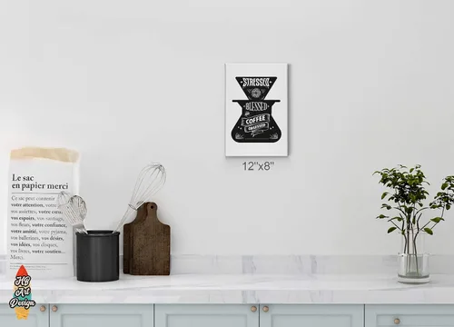 Vista 2 de Coffee Decor V52 - Lienzo decorativo para pared, diseño de cafeína