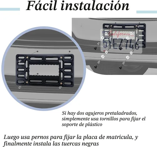 Vista 4 de Soporte para placa de matrícula, soporte frontal para matrícula, sin taladro, soporte de placa frontal sin taladro, soportes para placas