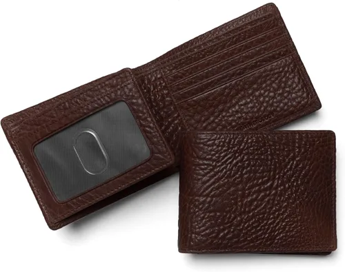 Vista 13 de Leatherology Billetera plegable de cuero para hombre con solapa para Negro Onyx