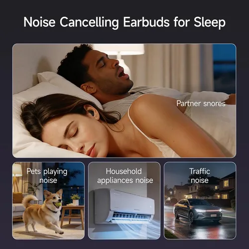 Vista 6 de esonstyle Auriculares de sueño ANC con cancelación de ruido para personas Negro